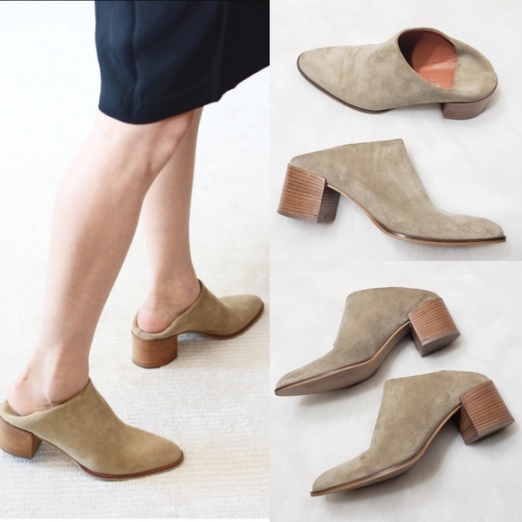 taupe suede mules